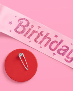 Pink Birthday Girl Sash, Party Accessory, Bday Gift