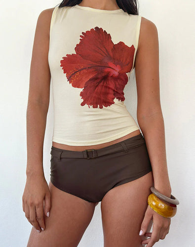 Leen Vest Top in Hibiscus Buttermilk