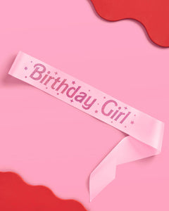 Pink Birthday Girl Sash, Party Accessory, Bday Gift